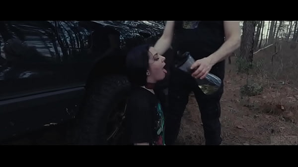 Image Submissive cutie eats ass and piss at roadside picnic, then gets rough face fucking