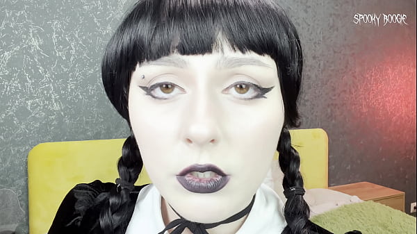 Image JOI: Sexy goth Wednesday Addams rewards you with shoejob and then sucks you off until orgasm