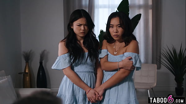 Image Asian teen step daughter twins share step dad his big cock