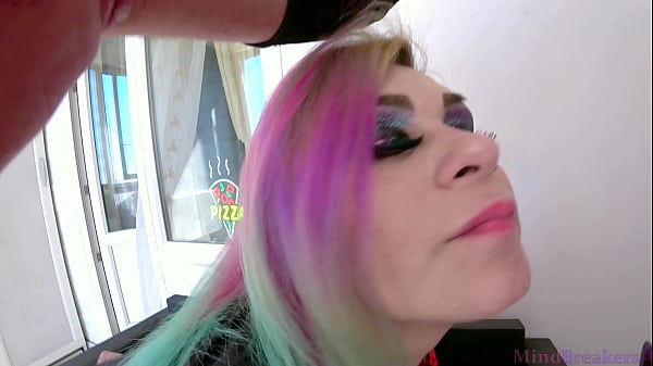 Image Horny Goth Stepsister with Sexy makeup made Deep throat and Titjob