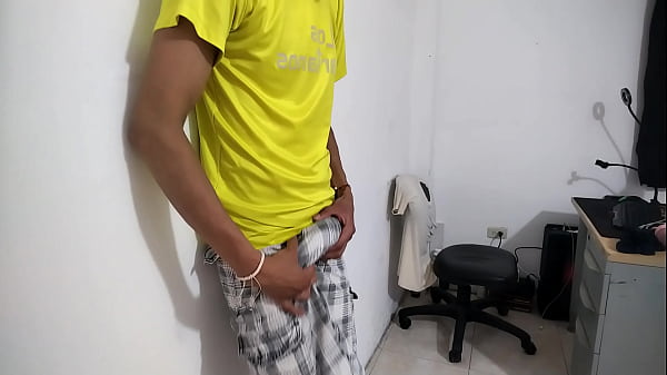 Image hot and horny guy masturbating at home