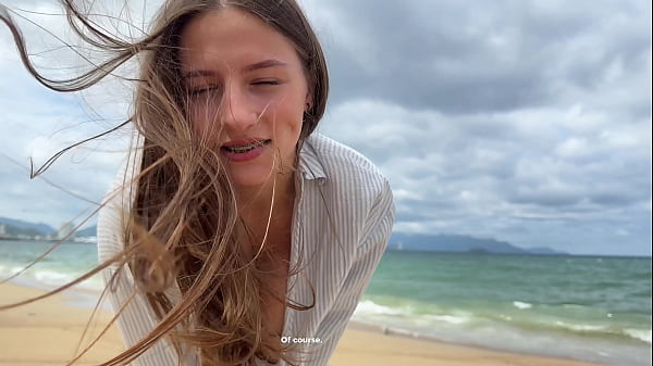 Image slutty cute girl seduced stranger at the resort, while her BF was at home