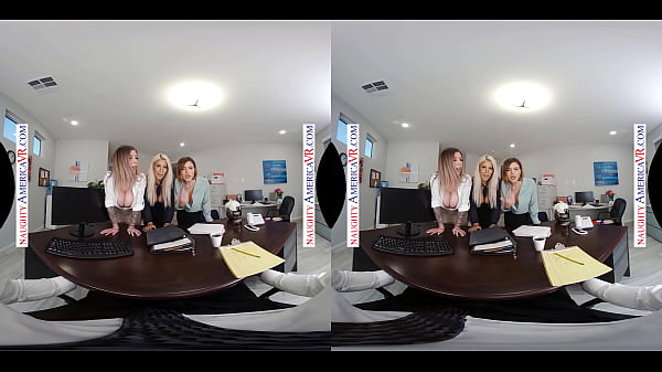 Image Your dillydallying in the office when your sexy, busty coworkers Bridgette B., Karma Rx, and Krissy Lynn storm in for your hard cock