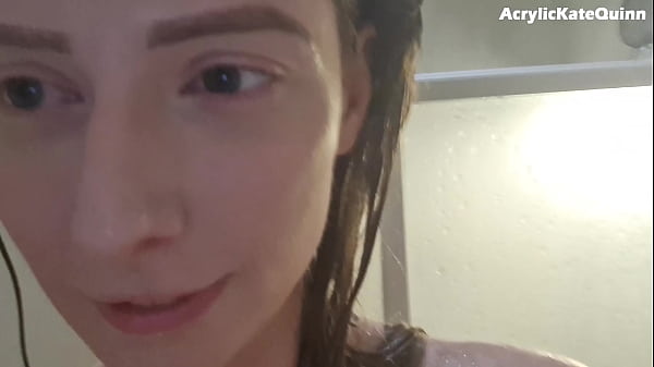 Image Busty TGirl Stroking in the Shower