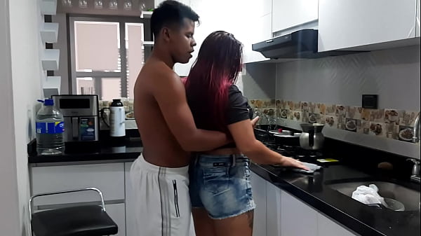 Image My girlfriend sucks my cock in the kitchen