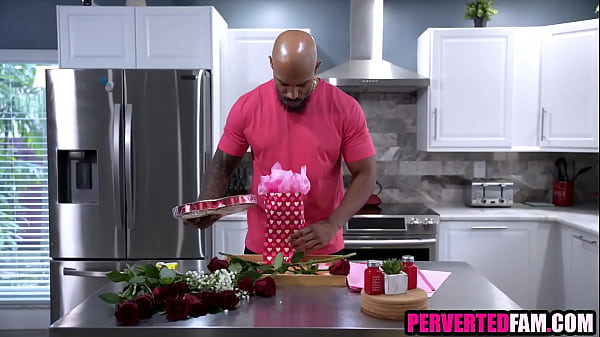 Image Ebony stepdaughter gives stepdad Valentine's Day present