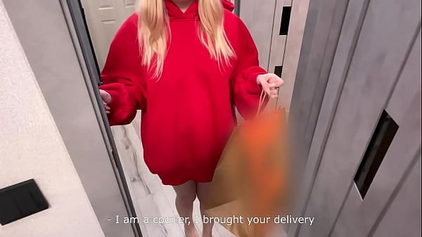 Image Sexy Delivery Girl without Panties Stole my Food! - Shows Big Tits and Sucks Cock, Fucks Tight Pussy