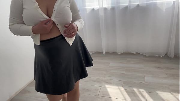 Image Turkish Khalifa in leather skirt without panties gives jerk off instructions