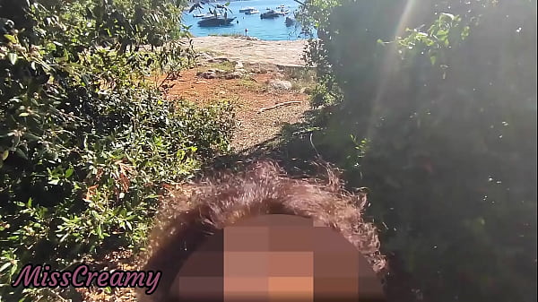 Image French Girl Sucking Amateur on Nude Beach public in Greece to stranger with cumshot - MissCreamy