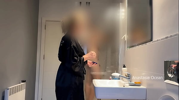 Image I caught my husband jerking on my stepmom in bathroom and joined them. Family use. Voyeur.