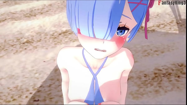 Image Rem blowjob on the beach | Re: Zero | 1 | Full & POV on Sheer & PTRN: Fantasyking3