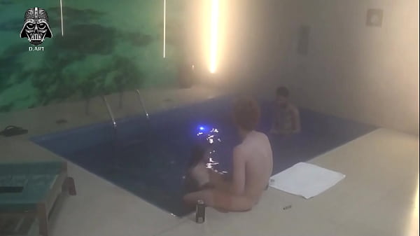 Image Threesome with friends in the motel pool