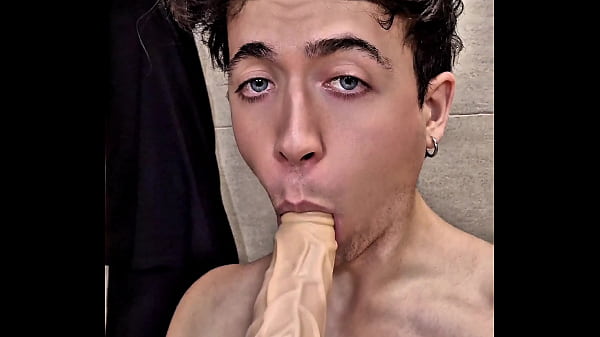 Image Gooning fag sucking dildo cums