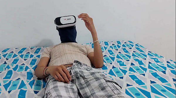 Image Jerking off big cock watching VR porn