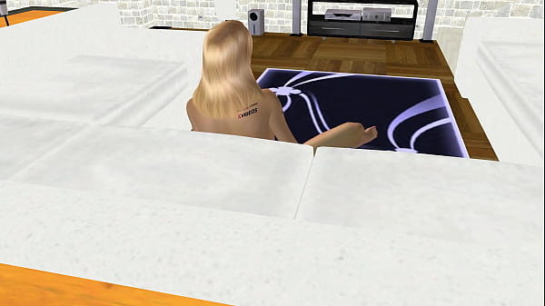 Image 3D Animation Porn Video of a Beautiful big breasted girl masturbates with Banana