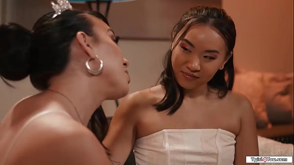 Image Asian Kimmy Kimm comforts shemale Kasey Kei with a blowjob