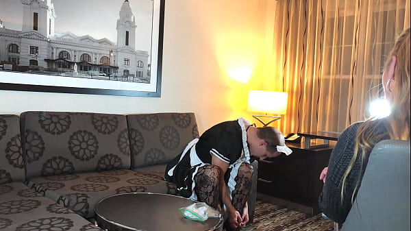 Image Man Put in Chastity and Dressed as Maid for Job