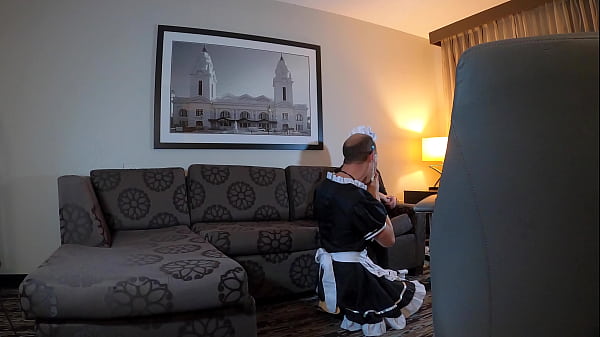 Image Sissy Maid Worships Mistress Feet and Sucks Strapon