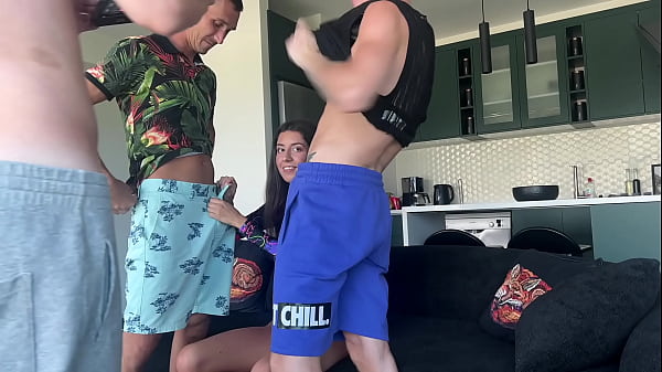 Image Gangbang - a whore served three big-dicked guys - she takes cocks with her pussy and ass at once