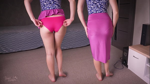Image Full Back Panty Line Tease In Long Silk Skirt