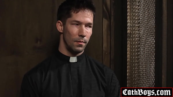 Image Priest Stepfather Eddie Patrick mercilessly anal fucks ripped twink blonde Flynn Fenix in confessional booth!