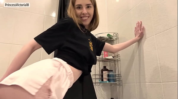 Image Horny Waitress in Restaurant Restroom Masturbates and Sucks Cock