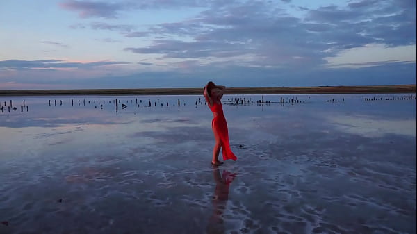 Image Walk on Red Sunset of Elton Salt Lake