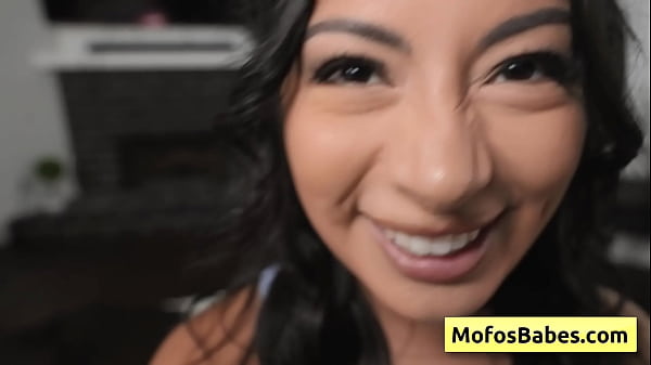 Image Sexy and horny brunette girl play with her natural big boobs and enjoy foot dick touching - Cami Strella, Charles Dera
