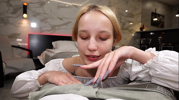 Image Fucking skinny blonde in mouth and pussy POV