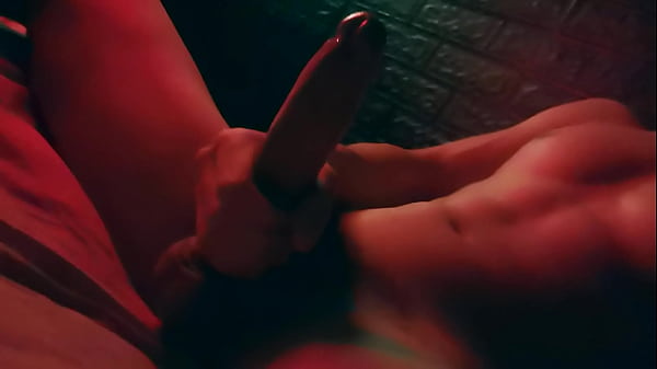 Image Very passionately masturbates a huge cock at night and moans!