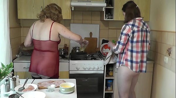 Image Two women. Lesbians. Two girls. Adult sexy blonde lesbian Milf and beautiful sweet cute girl in kitchen without panties. Sexy lingerie. Perfect ass Big ass mature Natural tits. Pussy Close UP. Nudists