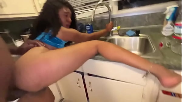 Image hot Ebony anal addicted teen fuck stepdad in the kitchen creamy teen asshole risky
