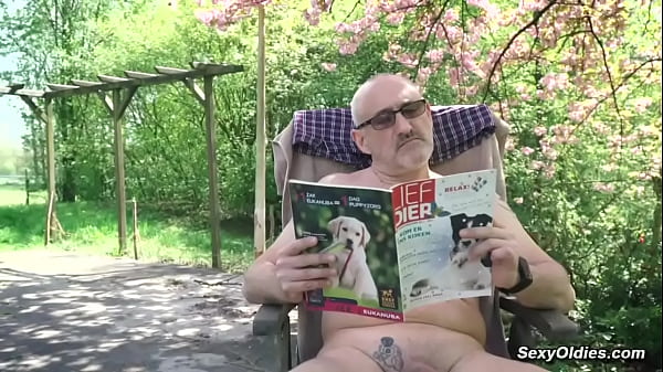 Image Teen neighbor teasing old man for outdoor sex in his backyard