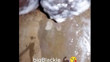 Image 19 years old boy with a big black dick shaving and masturbating