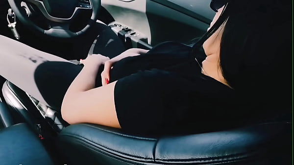 Image she is very horny to get home masturbating in the car