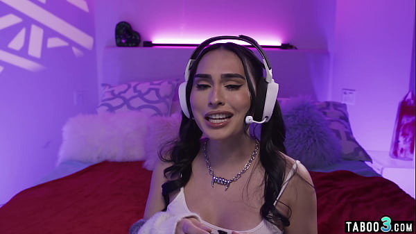 Image Cheeky teen fucking her asian TS GFs Ember Fiera cock while she streaming