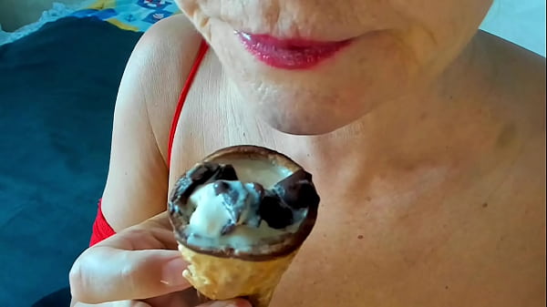 Image My stepmom is real horny gilf milking my cum in ice cream .
