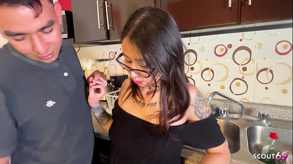 Image Nymphomaniac Crazy Inked Glasses Latina Step-Sister let Step-Brother cum again in her Face after Creampie