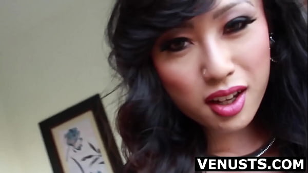 Image Big tits Asian ladyboy Venus Luxxx felt so horny before sensually dick stroking and nipple tickling with warm cum spraying on her feet.
