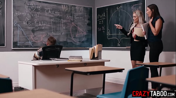 Image Horny teachers fucks naughty colleague after he masturbated in classroom