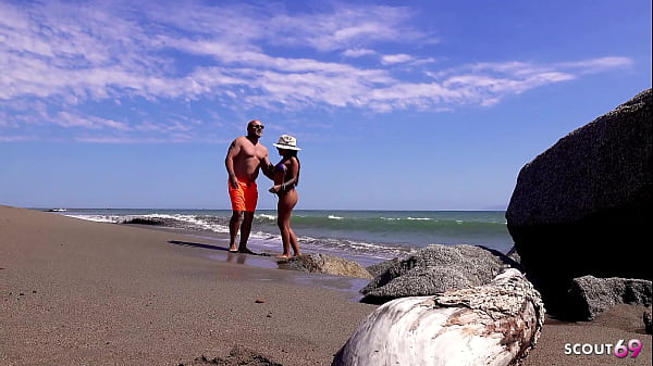 Image Real Mature Couple at Risky Outdoor Sex at Public Beach at Holiday Trip in Mexico