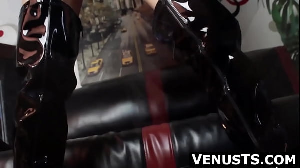 Image Naughty Asian ladyboy Venus Luxxx solo banging tight fleshlight with her massive rock hard dick before nasty warm cumshot.