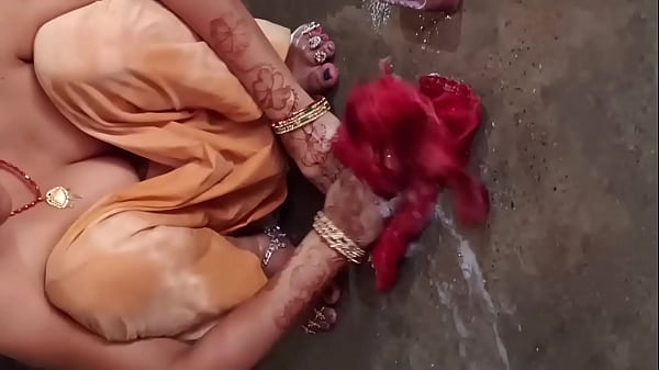 Image Beautiful Indian Village bhabhi bathroom pissing porn with bath