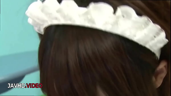 Image Horny Maid in Cosplay Gives Blowjob to Two Guys Before Cumshot Finale
