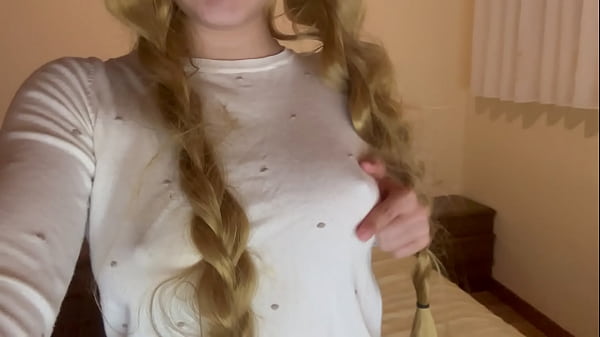 Image Cute blonde peasant girl stays home alone and fucks her ass with her fingers very delicious