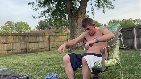 Image Backyard Cumshot - Jeffrey Jaxxon Jerking by the Firepit, Neighbors Outside