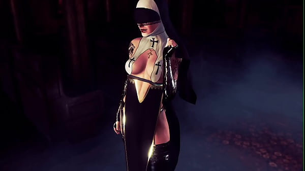 Image Horny gothic nun milf in revealing outfit dances seductively in church