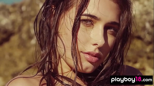 Image Shy but yet totally free spirit teen Katrine Pirs slips out of her bikini