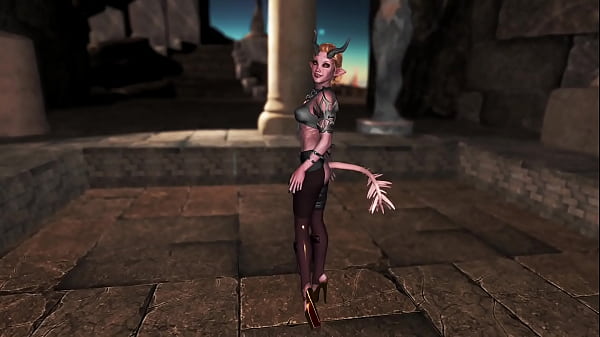 Image Petite futa tiefling in lustful armor playfully seduces the adventurer