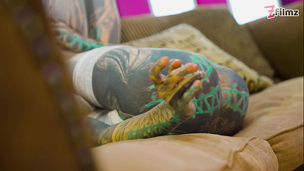 Image ANAL SOLO tattoo girl - Sexy fishnets highheels stocking solo ANAL XL DILDO play